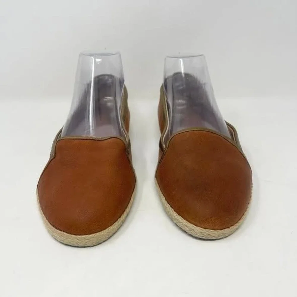 Nurture Leather Flats Wms 9.5 Rusty Brown Espadrille Gold Trim Boho Western‎